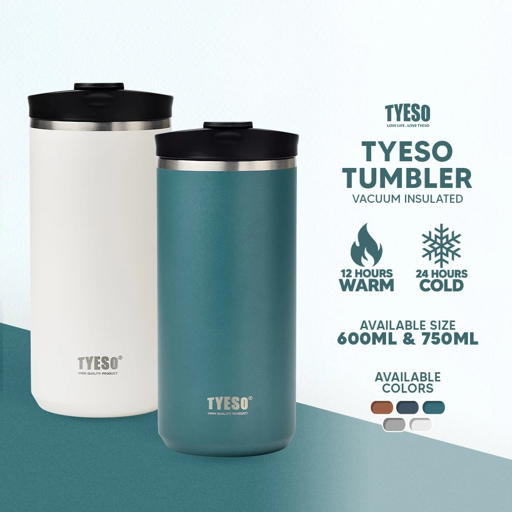 Tyeso Vacuum Insulated Bottle French Press Travel Mug with Dual Lid | Portable Thermal Coffee Cup - Tyeso Philippines