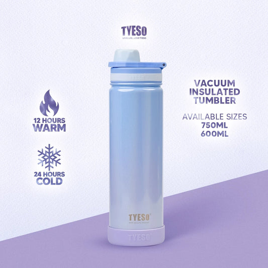TYESO 600ml/750ml Vacuum Insulated Tumbler Fantasy Rainbow Paint w/ Silicone Boot Star Blue Purple - Tyeso Philippines