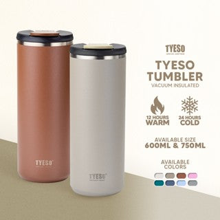 Tyeso 600ml/750ml Vacuum Insulated Tumbler Flat Lid Stainless Steel Water Bottle Hot & Cold - Tyeso Philippines