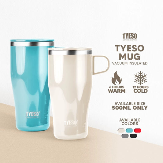 TYESO 17oz/500ml Insulated Thermal Coffee Mug Hot And Cold 304 SUS Water Cup in White - Tyeso Philippines