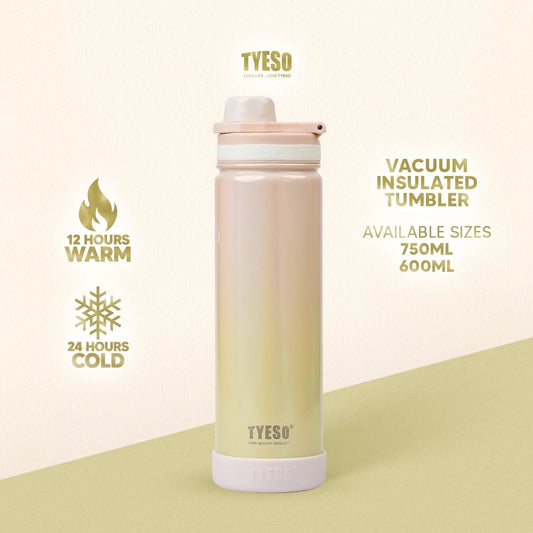 TYESO 600ml/750ml Vacuum Insulated Tumbler Fantasy Rainbow Paint w/ Silicone Boot Cream Rainbow - Tyeso Philippines