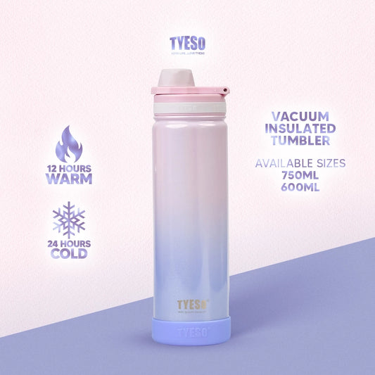 TYESO 600ml/750ml Vacuum Insulated Tumbler Fantasy Rainbow Paint w/ Silicone Boot Dream Pink Purple - Tyeso Philippines